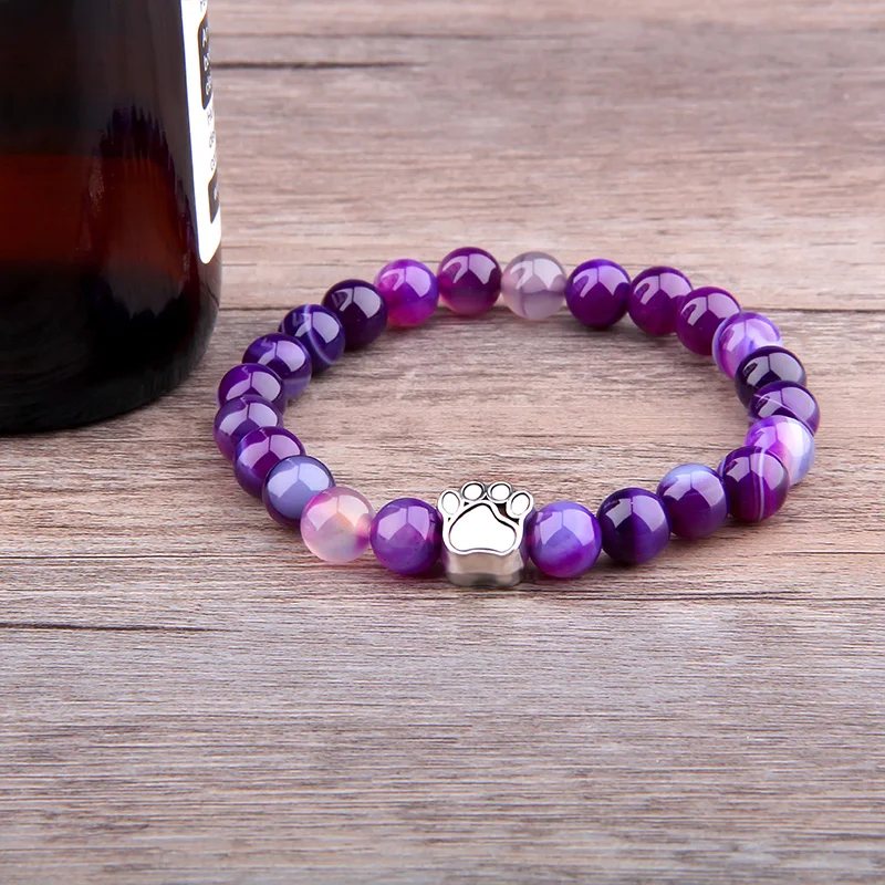 Лечебный красочный браслет из натурального камня в полоску с бусинами агата