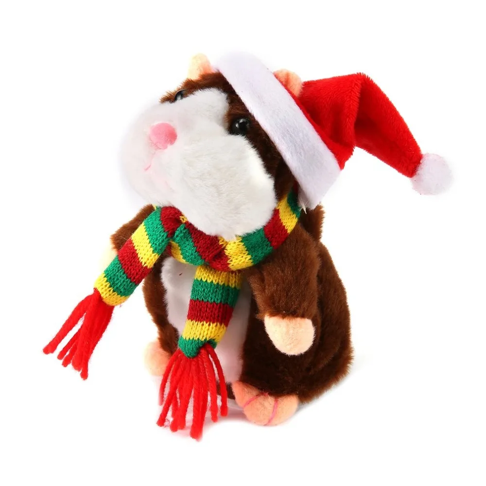 16cm Lovely Talking Hamster Sound Record Repeat Stuffed Plush Christmas Animal Kawaii Talking Nodding Hamster Toy Drop shipping