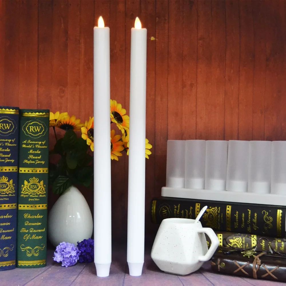 2Pcs Luminara Battery Operated Flickering Led Candles Flameless White Stick Candle Light Lamp for Wedding Home Table Decoration | Дом и сад