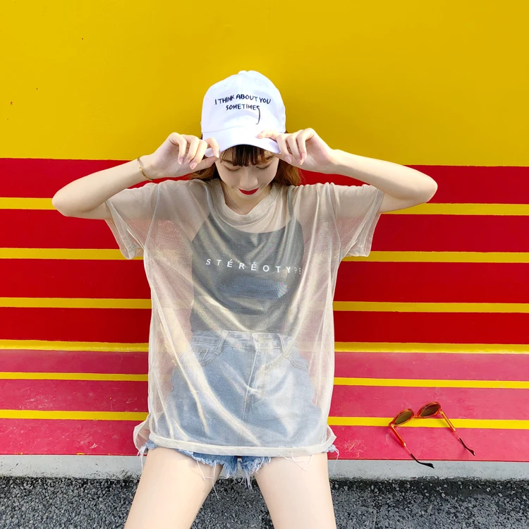 2 шт.! Ulzzang корейский Harajuku сетчатый топ женский сетчатый топ+ черный топики шикарные футболки блестящие Прямая поставка