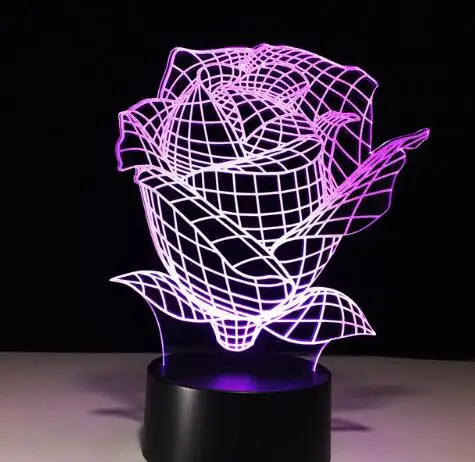 Светодиодный романтические розы 3D свет 7 цветов изменился лампа USB светодиодный Ночные огни для Свадебная вечеринка Спальня украшения GX158 - Испускаемый цвет: Rose 4