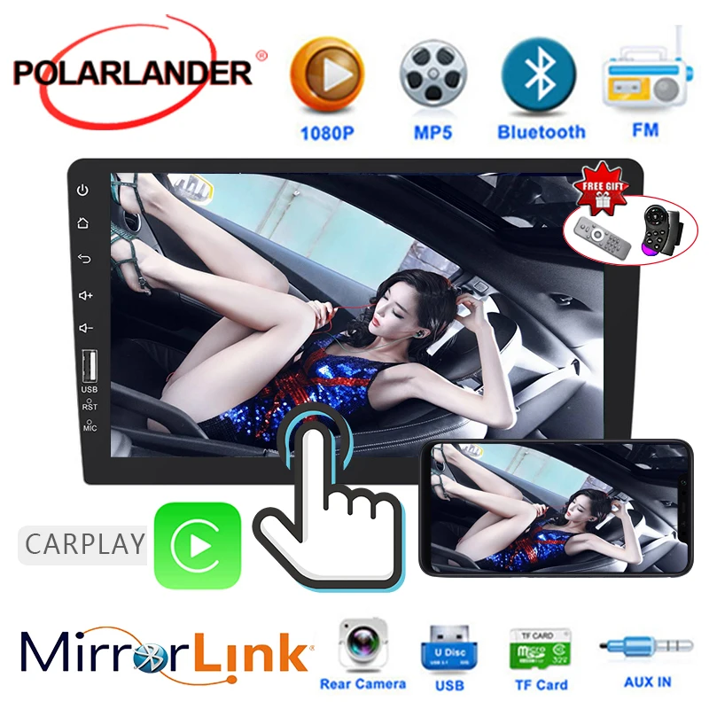Авторадио для carplay IOS Android FM TF карта bluetooth 9 дюймов сенсорный экран Камера заднего вида вход MP5 зеркальная ссылка