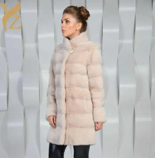 Модные 100% из натурального меха норки пальто с мехом для женщин светильник