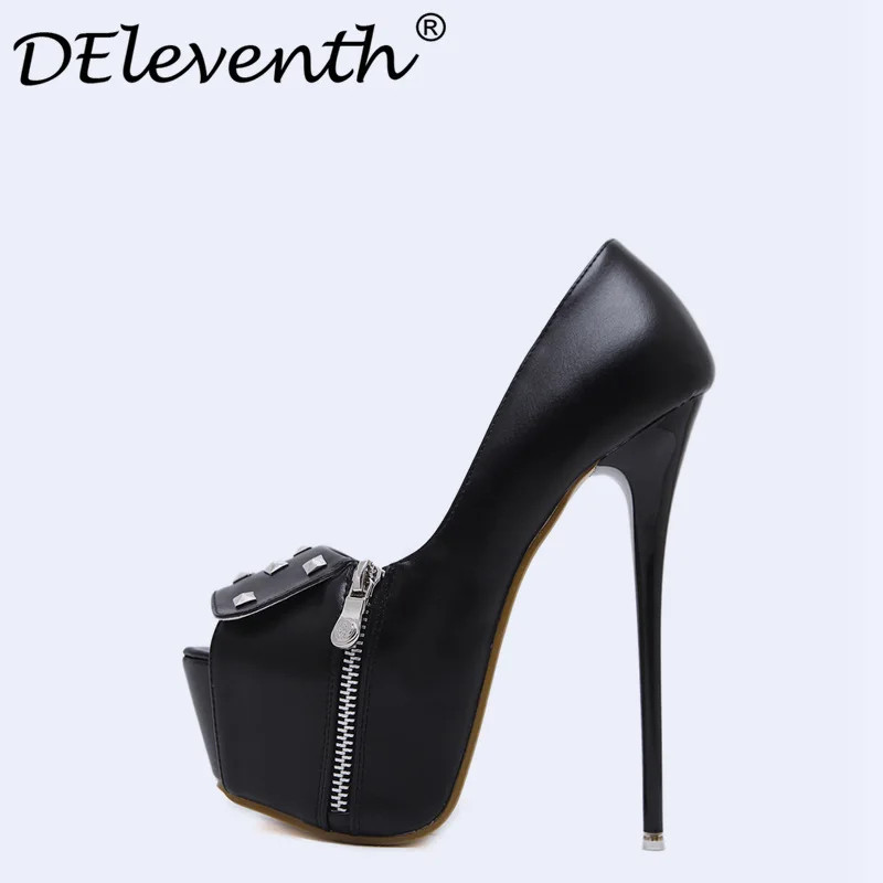 Очаровательные туфли лодочки женские осень 2017 г. заклепки молния украшение Туфли