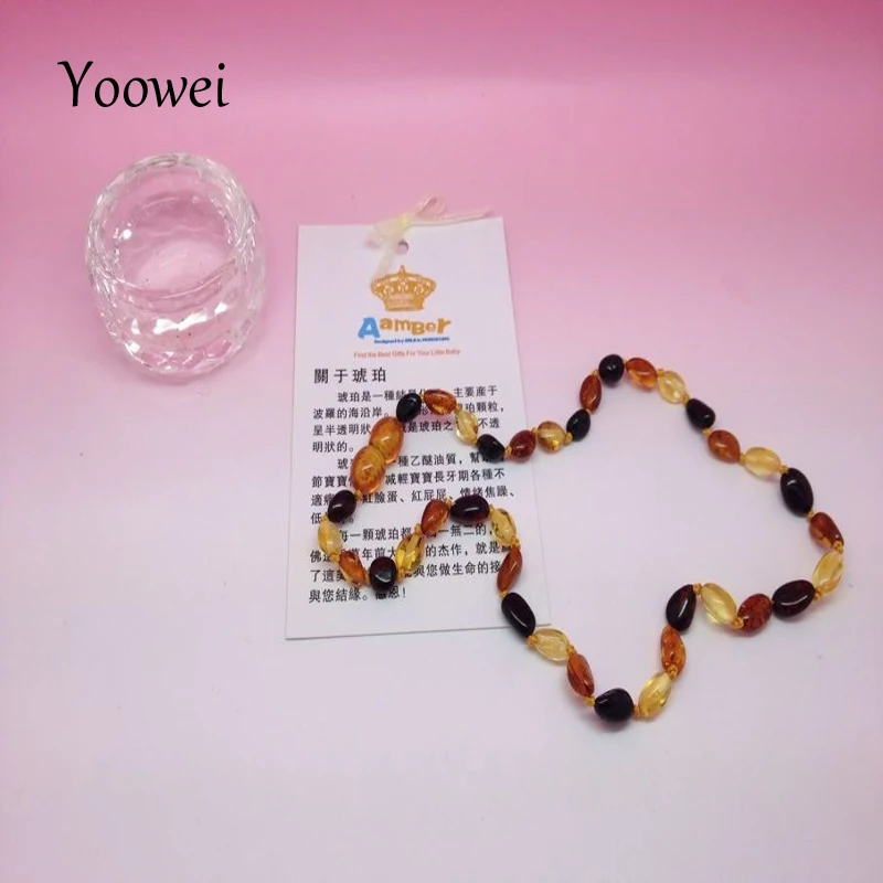 Янтарное ожерелье Yoowei Bean для ребенка Заводские бусины в форме оливы уникальный