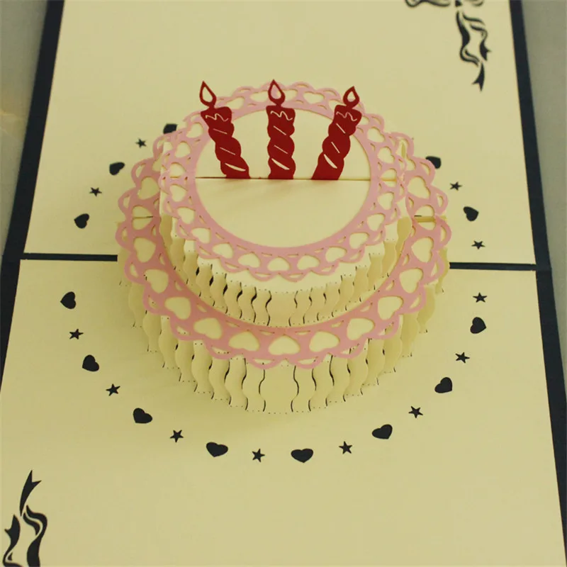 3D лазерный пирог с красивым тортом на день рождения всплывающая бумага ручной