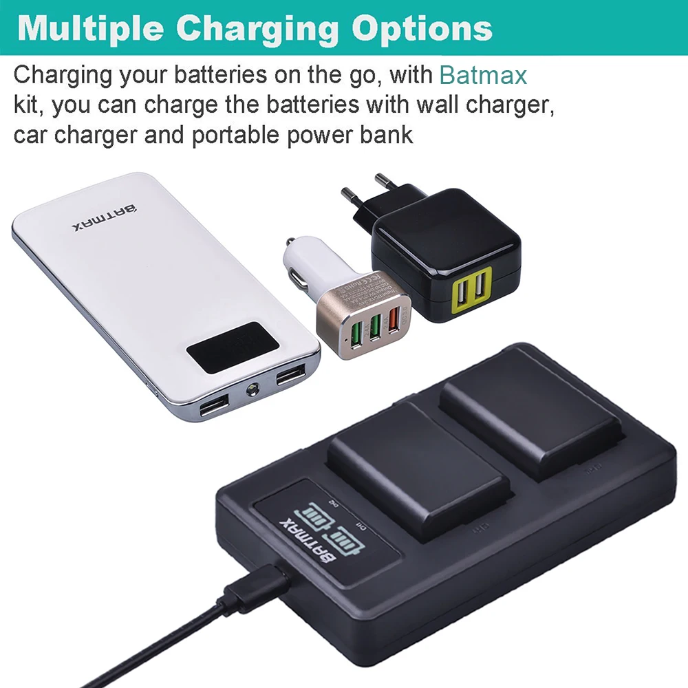 Bamtax 4Pcs NP-FW50 NP FW50 Battery+New LED Dual Charger for Sony Alpha a6500 a6400 a6300 a6000 a7S a7 a7sii a5000 a7R a7II | Электроника