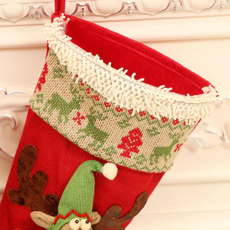 1pcs/lot Christmas Stockings Candy Holders Gift Bags Elk Dolls Hangings Drop Ornaments Festival Supplies For Home Decoration | Дом и сад