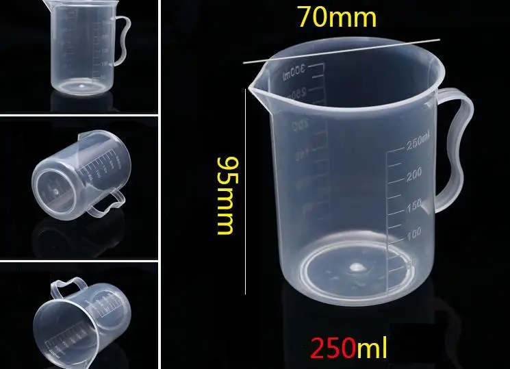 

free shipping 250ml 4pcs/lot transparent PP plastic digital measuring cup with accurate scale