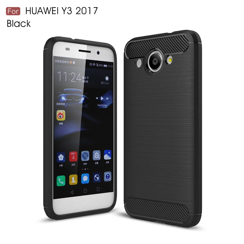 Чехол для Huawei Y3 2017 противоударный матовый Мягкий Силиконовый ТПУ чехол-бампер