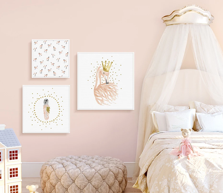 2018 акварельные милые розовые перья фламинго картина в скандинавском стиле