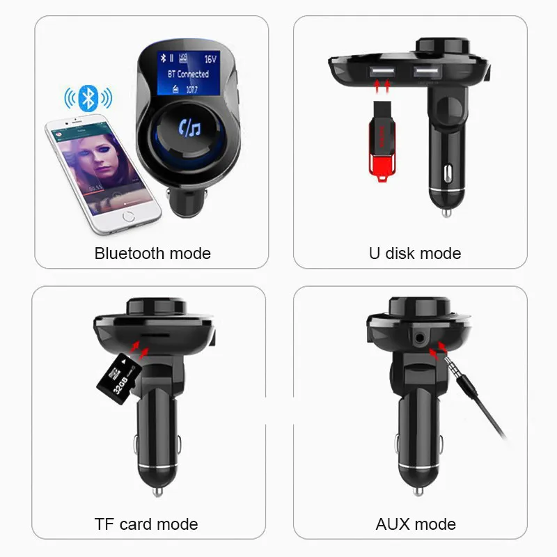 Беспроводной Bluetooth Автомобильный fm передатчик модулятор светодиодный дисплей
