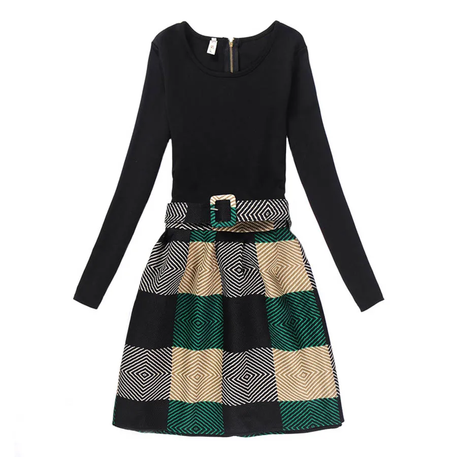 Винтажное семейное платье для матери и дочери Осеннее клетчатое с цветочным