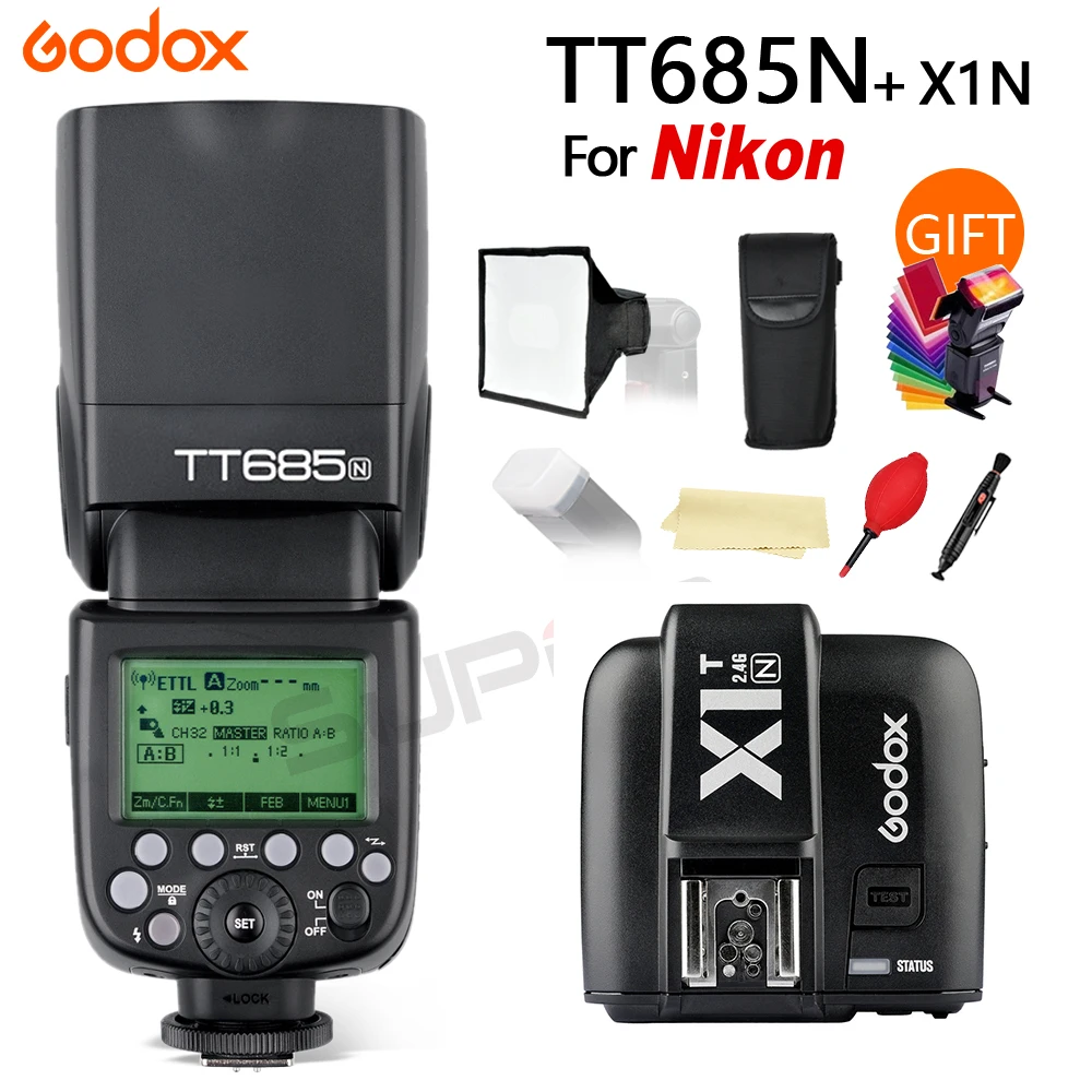 Godox TT685 TT685N 2 4G HSS i TTL GN60 Беспроводная вспышка + X1T N триггер для Nikon D800 D700 D7100 D5200 D5100 D70S