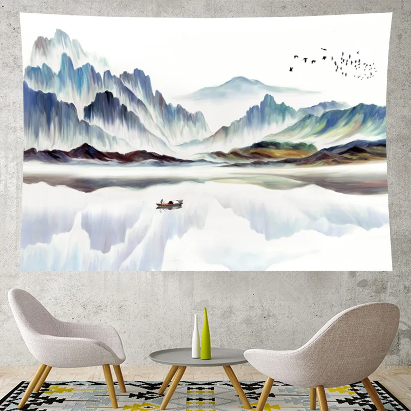 

Natural scenery wall hanging Chinese landscape scenic wall tapestryies views wall towel Home Decor Wall Hanging cloth Yoga Mat