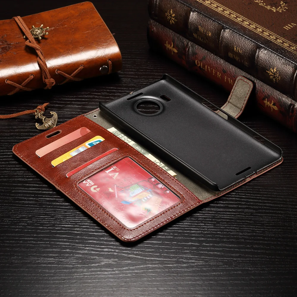 Роскошный кожаный чехол-кошелек в стиле ретро для Microsoft Nokia Lumia 950 XL с двумя