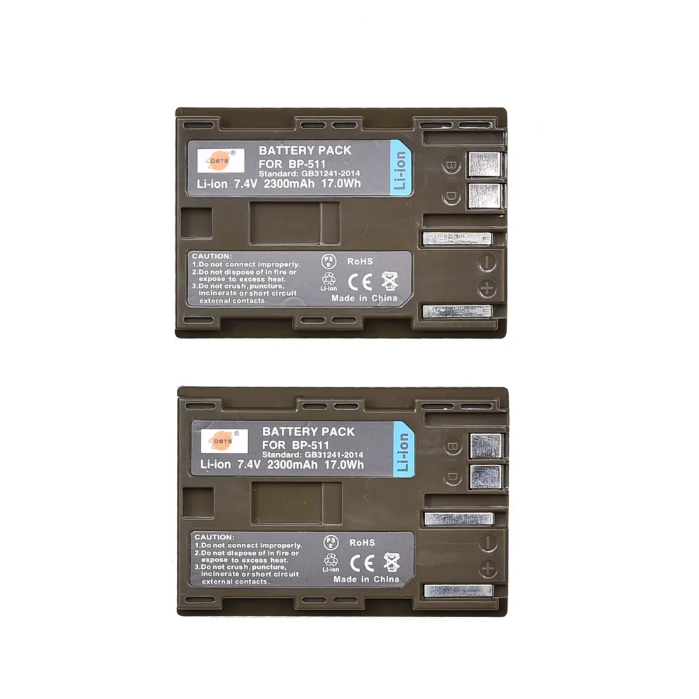 DSTE 2 шт. BP-511 BP511A Батарея для Canon 5D 10D 20D 30D 40D 50D 300D мВ 30i 300 300i ZR20 25MC PowerShot G1 G2 G3 G5 G6 90 90IS