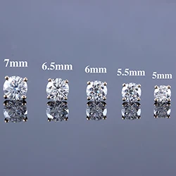 DovEggs 14K 585 Желтое золото F цвет серьги-гвоздики с муассанитом серьги для женщин Свадебные пуш-обратно 5 мм 5,5 мм 6 мм 6,5 мм 7 мм камень - Цвет камня: 6mm 1.6CTW Per Pair