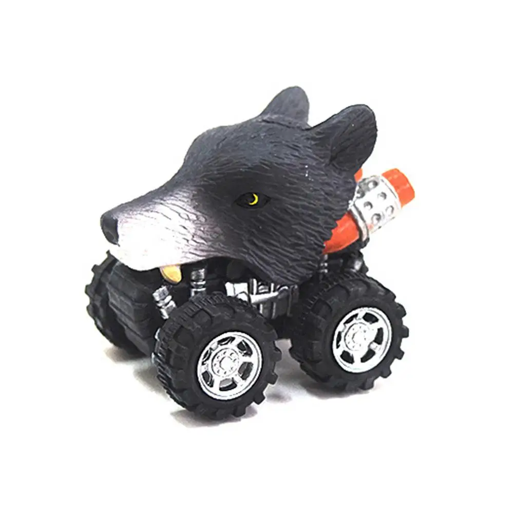 Wolf head Детская Коллекционная модель милых животных, динозавр, панда, автомобиль, мини-слон, медведь, игрушка, грузовик, тигр, оттяните назад, автомобиль, игрушки для мальчиков, для детей - Цвет: Wolf head