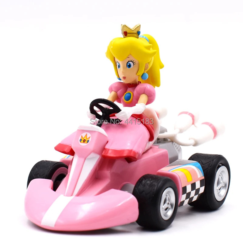 13 см аниме Super Mario Bros Kart вытяжной автомобиль Персик ПВХ фигурка кукла Коллекционная модель игрушки Рождественский подарок для детей