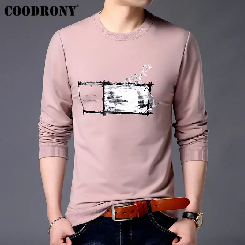 COODRONY, мужские толстовки, уличная толстовка, Мужской пуловер, весна, Новое поступление, худи, мужские модные толстовки с принтом, мужские 94002 - Цвет: Розовый