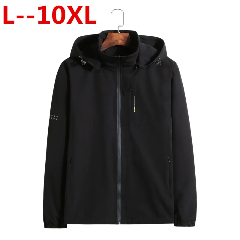 Плюс 10XL 8XL 6XL Для мужчин куртка мода смешивается Верхняя одежда и пальто свитер теплая куртка с капюшоном jaqueta masculina Мужская одежда - Цвет: Черный