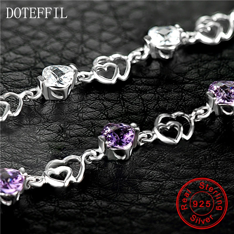 Женский браслет из серебра 925 пробы с фианитами|zircon bracelet|charm braceletwomen charm bracelet |