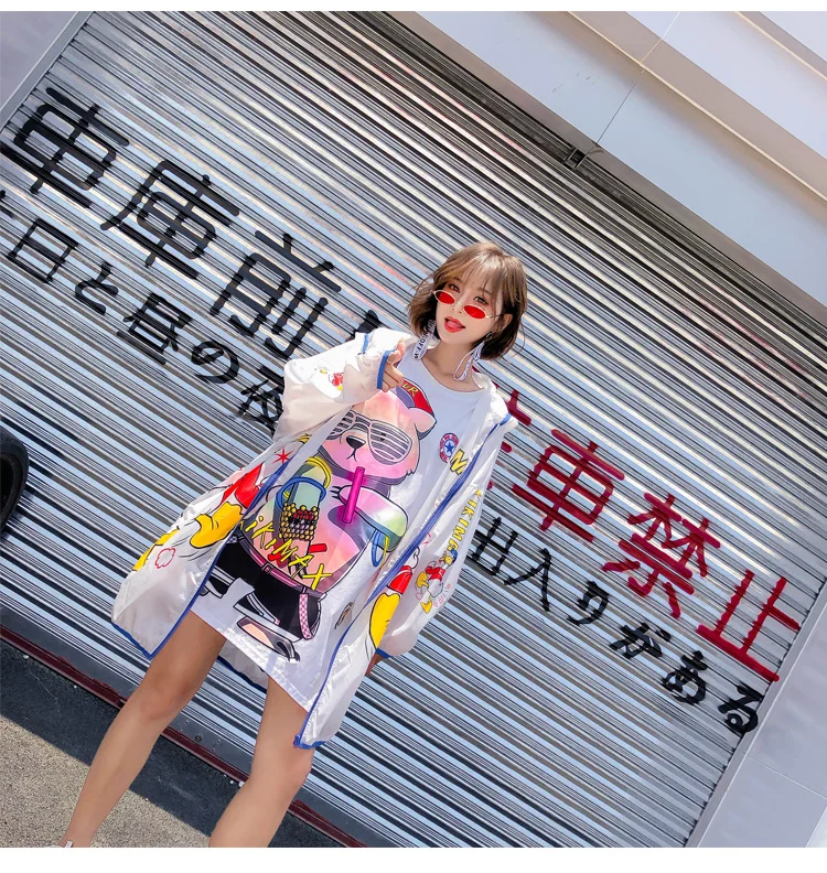 Для женщин 2019 новые летние куртка с капюшоном стрит Свободные Плюс Размеры