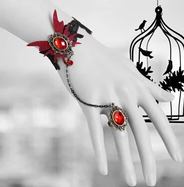 Потрясающий готический Фетиш Черная и красная цепочка из кристаллов кружевной