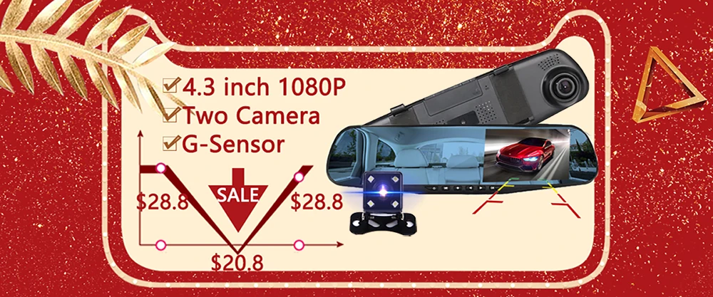 4," 1080 P Автомобильное зеркало заднего вида dvr Автомобильный full HD 1080p видеорегистратор для вождения автомобиля камера заднего вида с двумя объективами