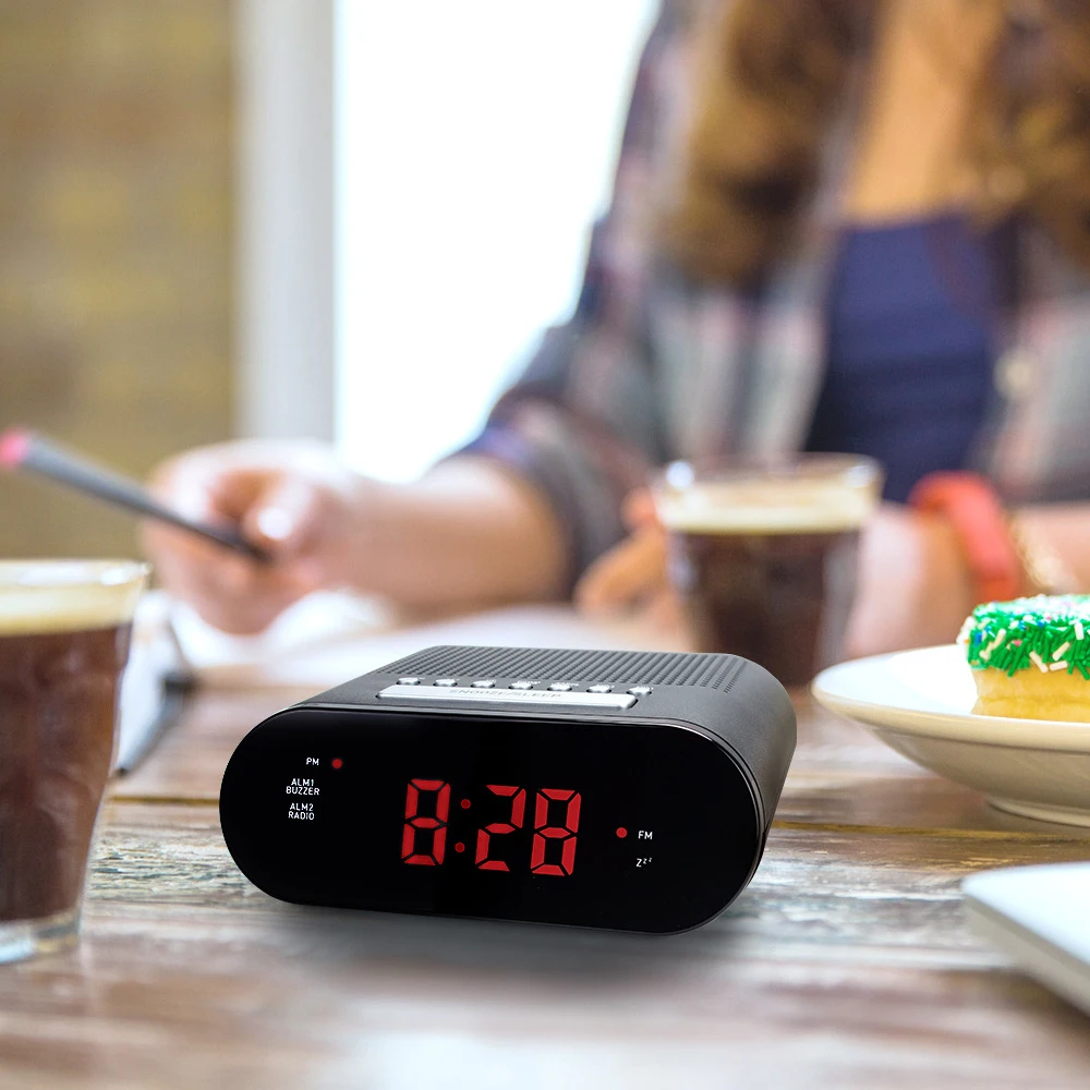 Новые светодиодные цифровые часы с FM радио двойной будильник зуммер таймер сна
