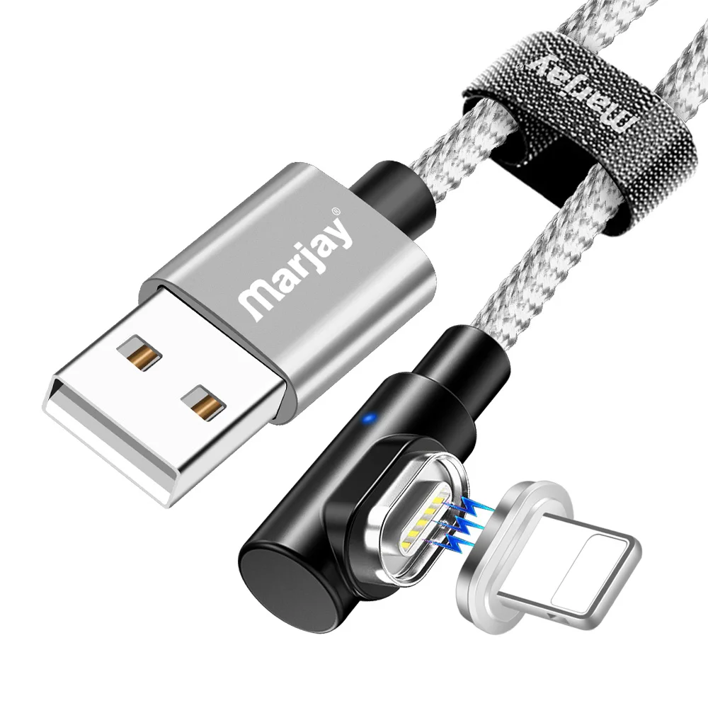 Marjay USB кабель магнитное зарядное устройство для iPhone X 8 7 Micro USB Магнитный кабель type C для huawei p30 pro USB C кабель для быстрой зарядки - Цвет: Silver for iPhone