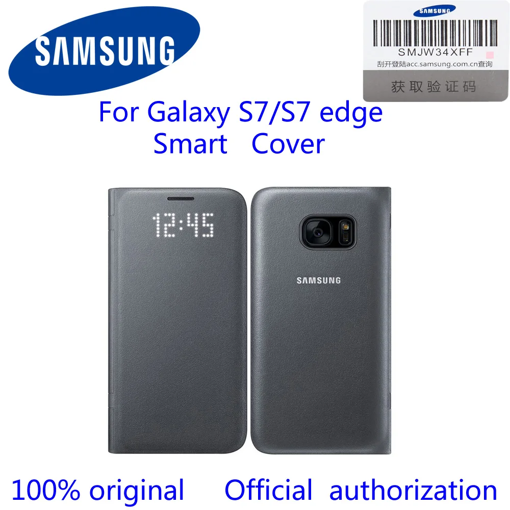 100% Originele samsung светодио дный Посмотреть Обложка Смарт Telefoon случай Voor Galaxy S7 Edge g9350 G9300