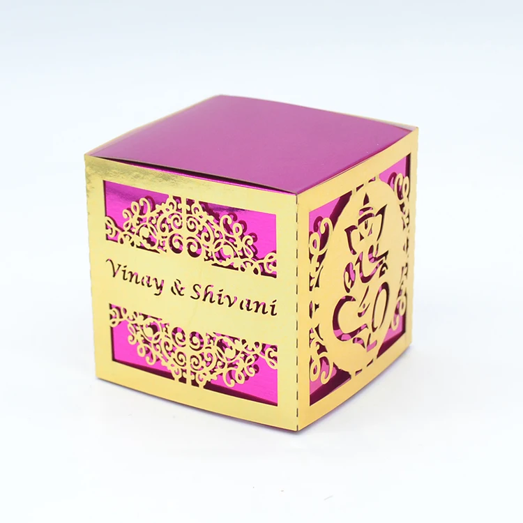 

Ganesh elephant laser cut custom wedding party square shaped gift box