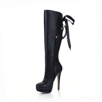 sexy party stiletto high heel platform riband women knee high boots rodilla botas mujer tacon alto aguja langschaft yj3463bt x2