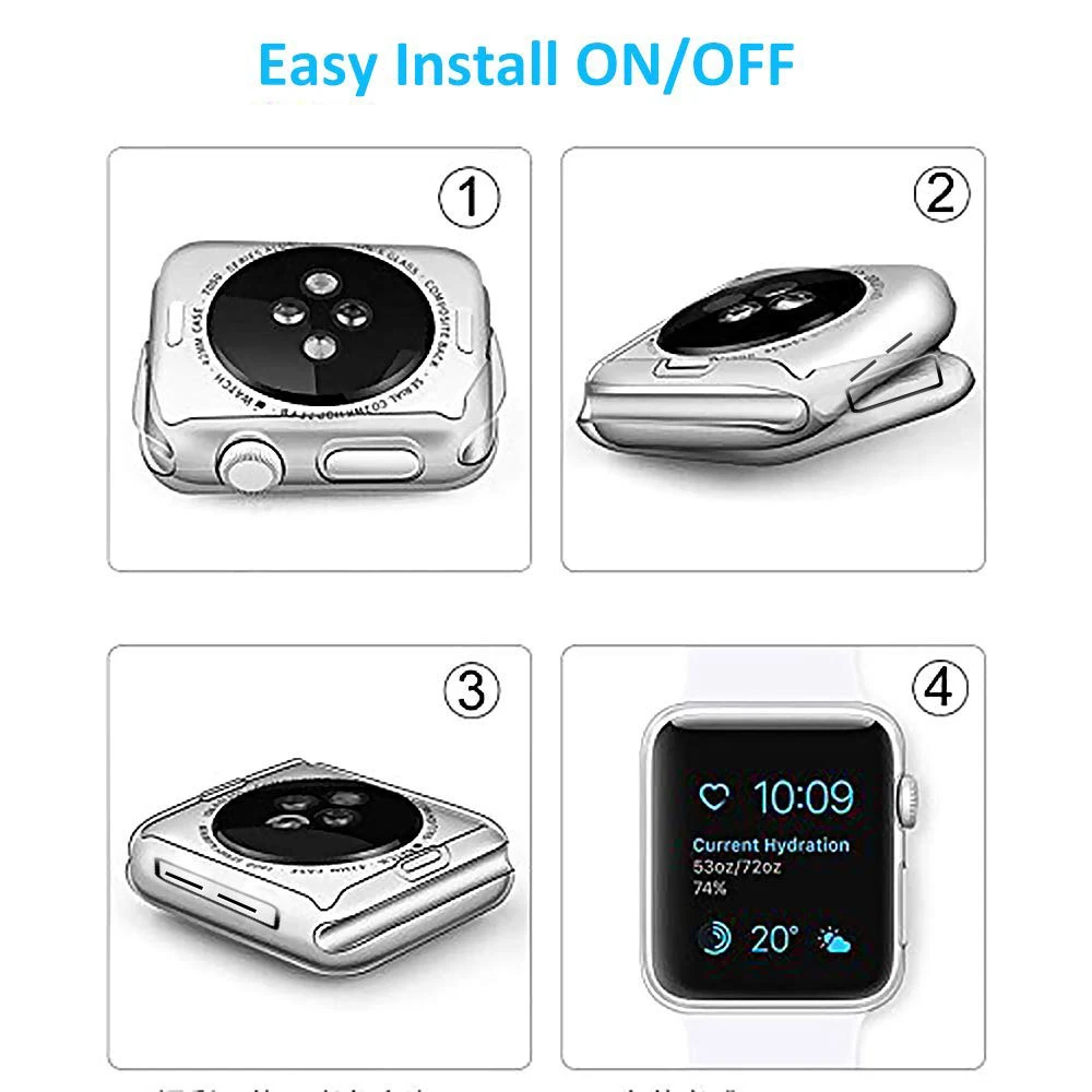 Чехол для защиты экрана apple watch 5 4 чехол iwatch 44 мм 40 полностью мягкий силиконовый