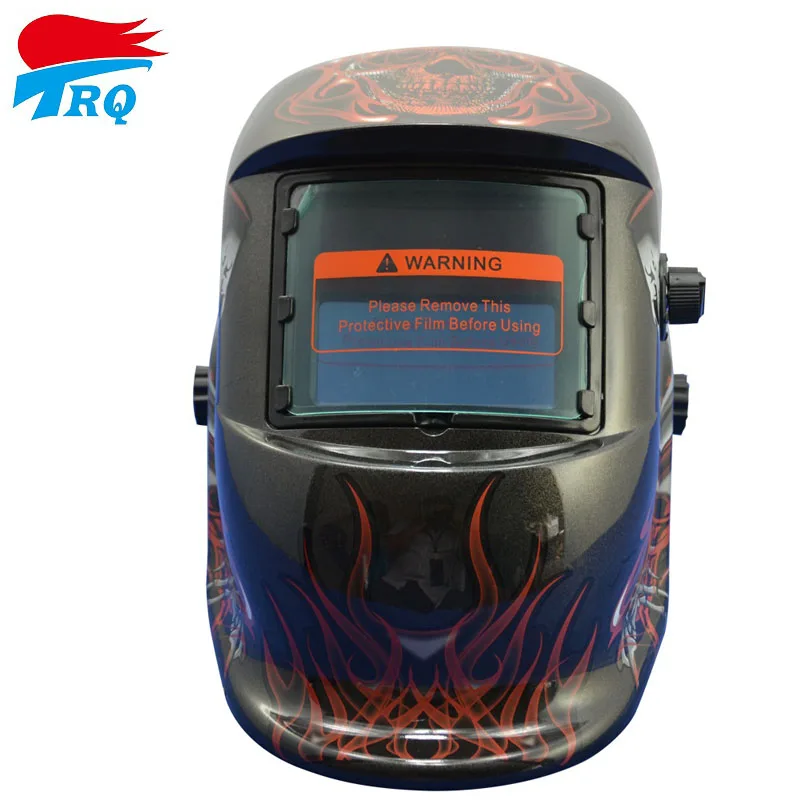 Сварочный шлем с автоматическим затемнением черный огонь Череп