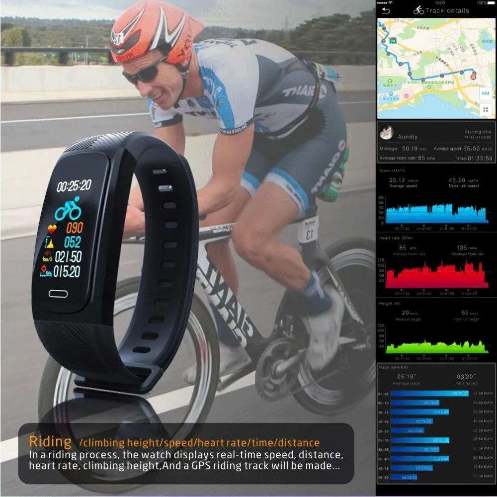 Focus Smart UW200 умный Браслет gps IP68 Профессиональные водонепроницаемый Цвет экран сердечного ритма Смарт наручный браслет с трекером сна