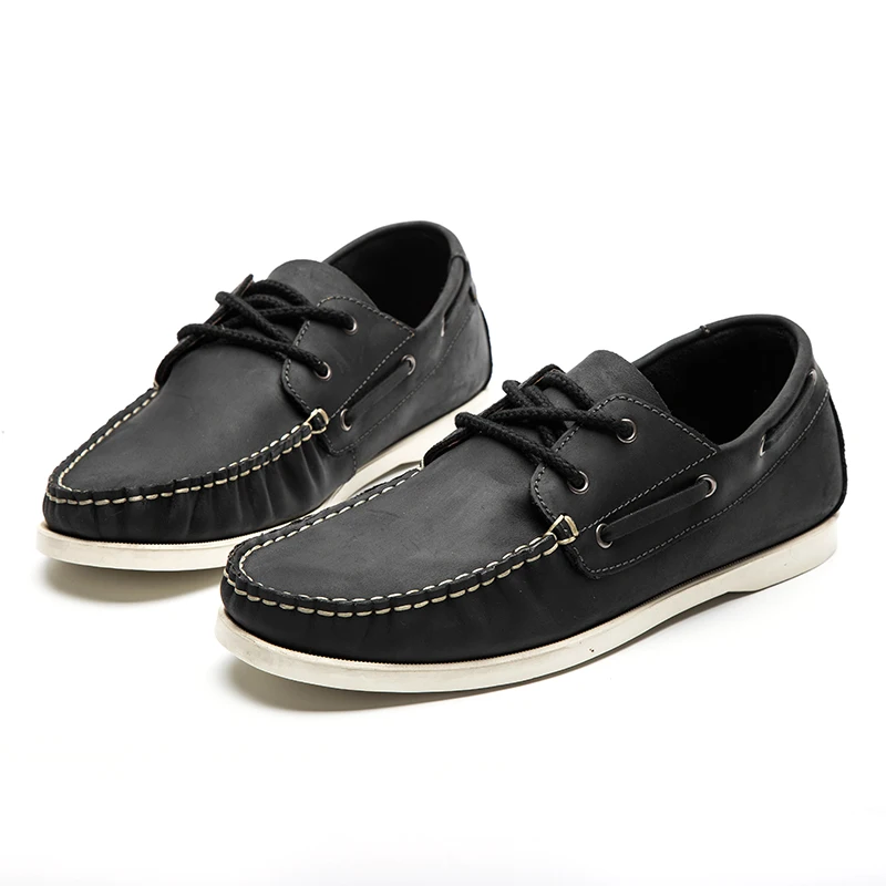 Мужская обувь повседневные летние туфли-лодочки из натуральной кожи коричневого