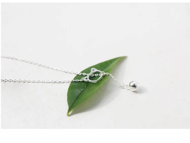S925 Серебряное яркое колье с колокольчиками Женская Корейская кошка ключица цепь простая Шея цепь