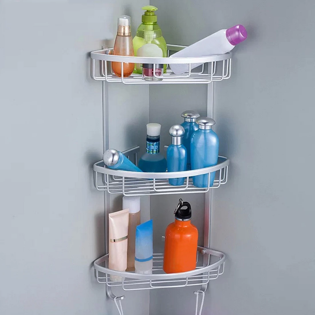 Алюминиевая угловая корзина для хранения косметики 1 3 слоя|rack holder|organizer rackcosmetic