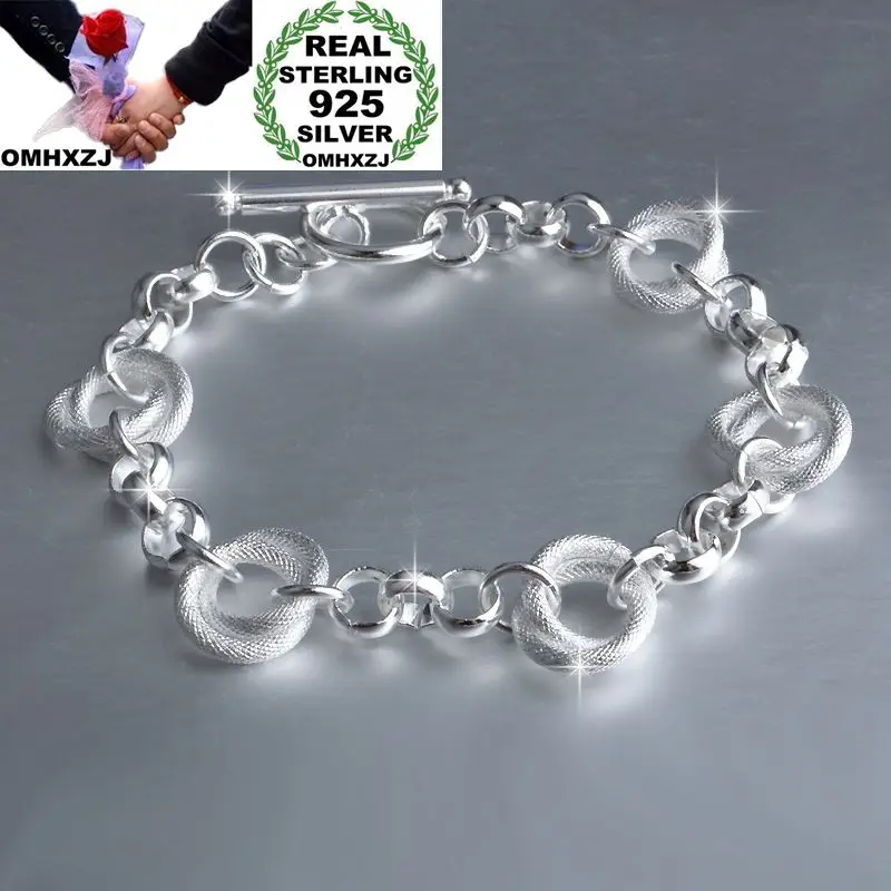 OMHXZJ Wholesale Personality Fashion Woman Girl Party Wedding Gift Silver Hollow Round Chain 925 Sterling Bracelet BR54 | Украшения и
