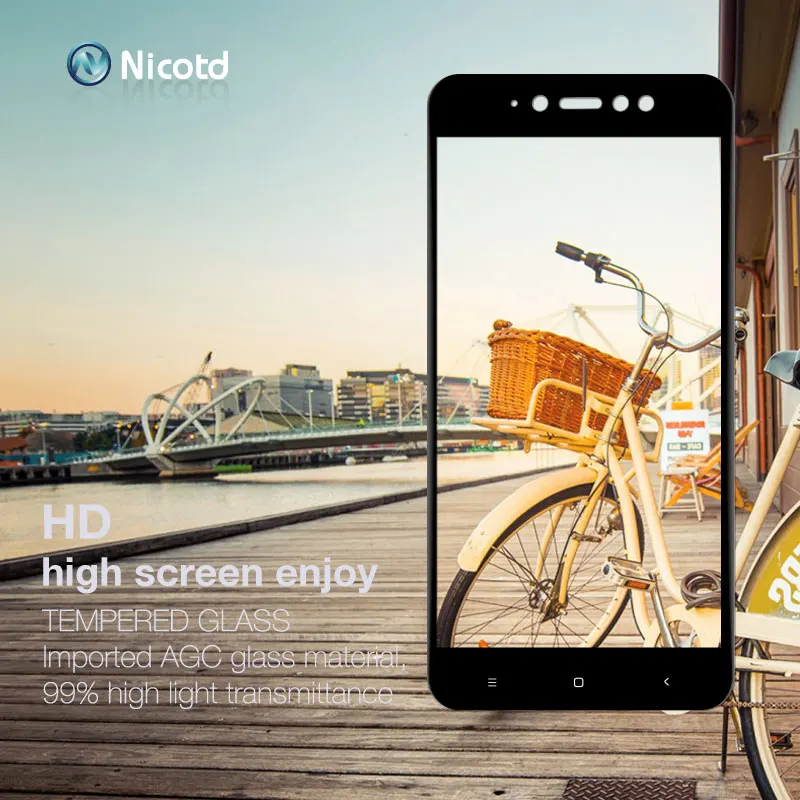 Закаленное стекло Nicotd 2.5D с полным покрытием для Xiaomi Redmi Note 5A Prime Противоударная