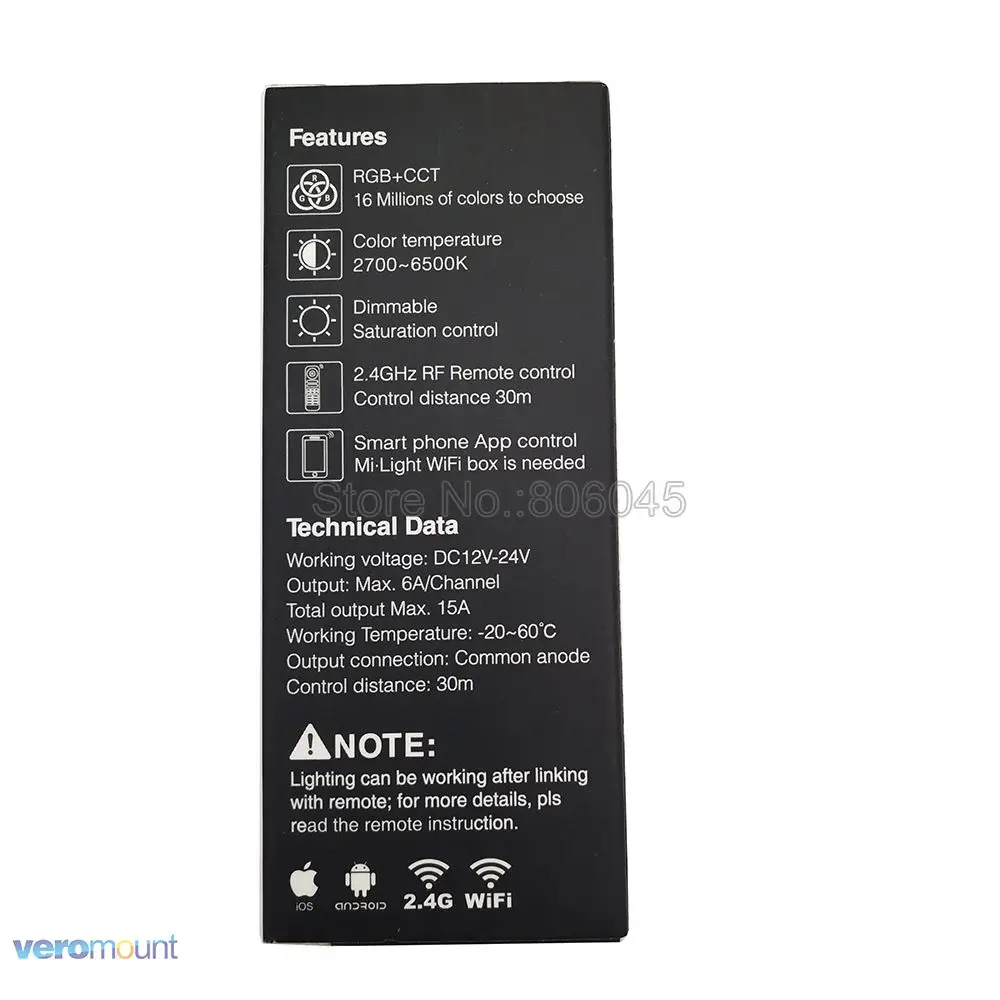 FUT045 DC12V 24V 15A Mi. Светильник 2 4G Беспроводной RGB + CCT Цвет Temepreature регулируемый