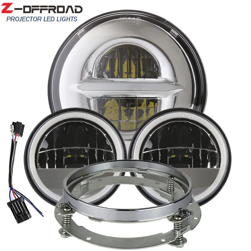 7 &quotсветодиодные фары для мотоцикла дневные ходовые огни + 2 шт 4 5 дюйма