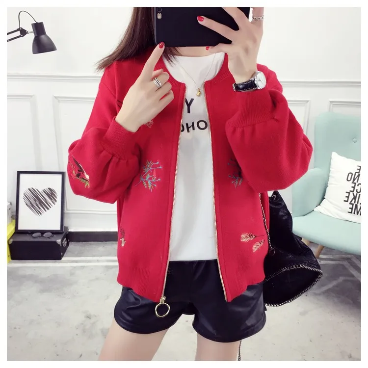 2021 женский кардиган кардиганы Модный осенне-зимний теплый вышитый круглый вырез