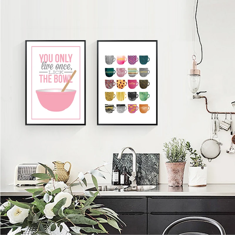 Вы живете только один раз много цветов чашки холст картины Современные