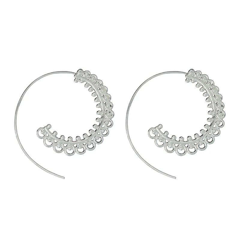 EB796 Silver Новые модные геометрические вихревые шестеренки, круглые спиральный обруч, серьги для женщин, Винтажные серьги для ушей, висячие серьги, вечерние ювелирные изделия, подарок - Окраска металла: EB796 Silver