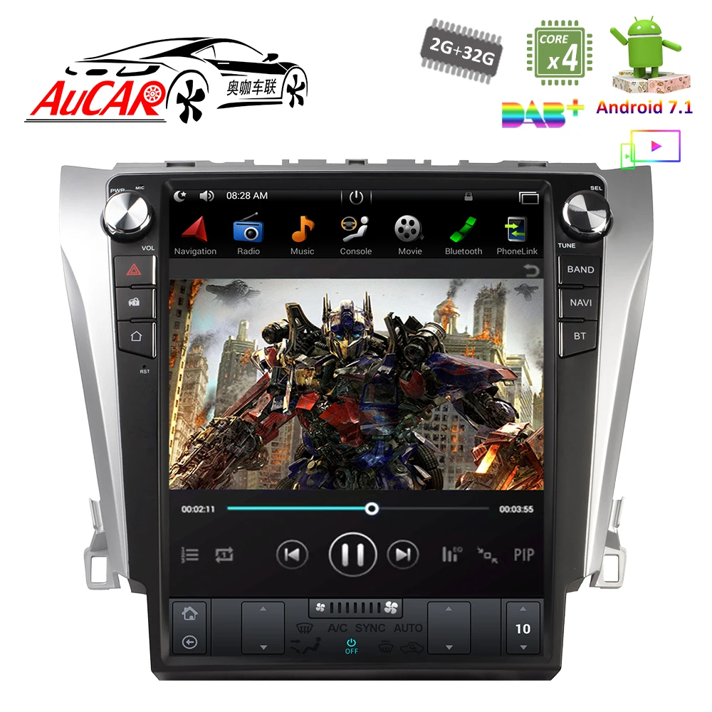 2 DIN Android 8 1 12 "Tesla Style для Toyota Camry автомобильное радио мультимедийный 2015 din