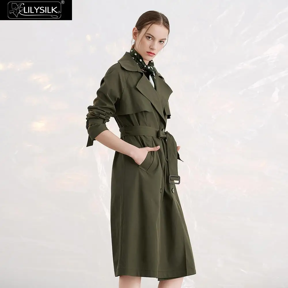 LilySilk пальто шелковая подкладка двубортное женское новое Бесплатная